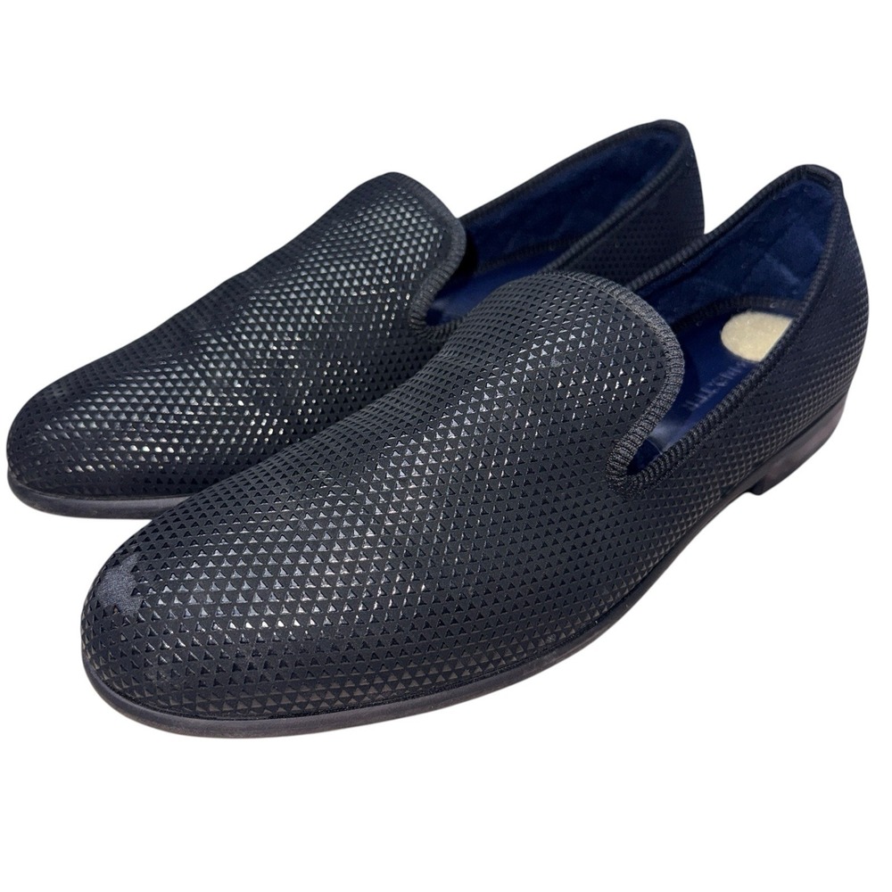 Duke + Dexter Black Pyramid Textured Men's Loafers Size 12 Handmade In England